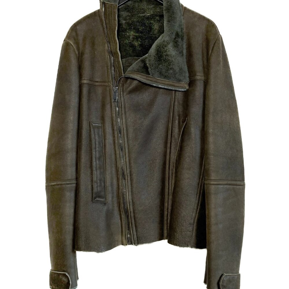 Pringle of Scotland Olive Green Shearling Coat